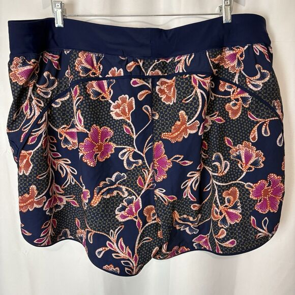 Lands End Swim Shorts Womens Purple Blue Floral 24W Quick Dry Stretch Pockets - Picture 6 of 7